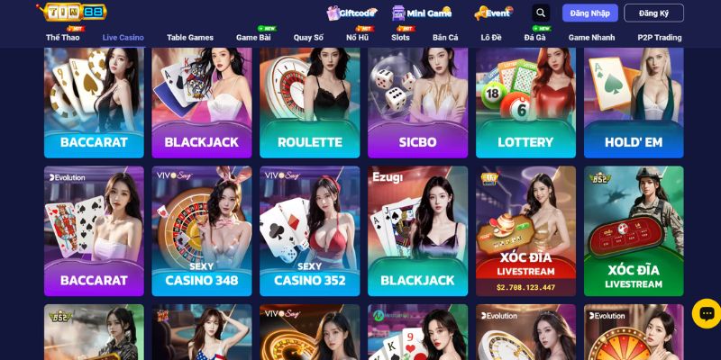 Tổng hợp các sảnh casino siêu HOT có tại Tin88