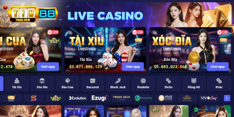 Trải nghiệm sòng bài online qua link vào Tin88