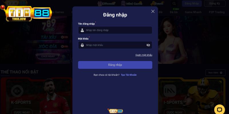 Dùng email hoặc số phone để khôi phục khi quên mật khẩu Tin88